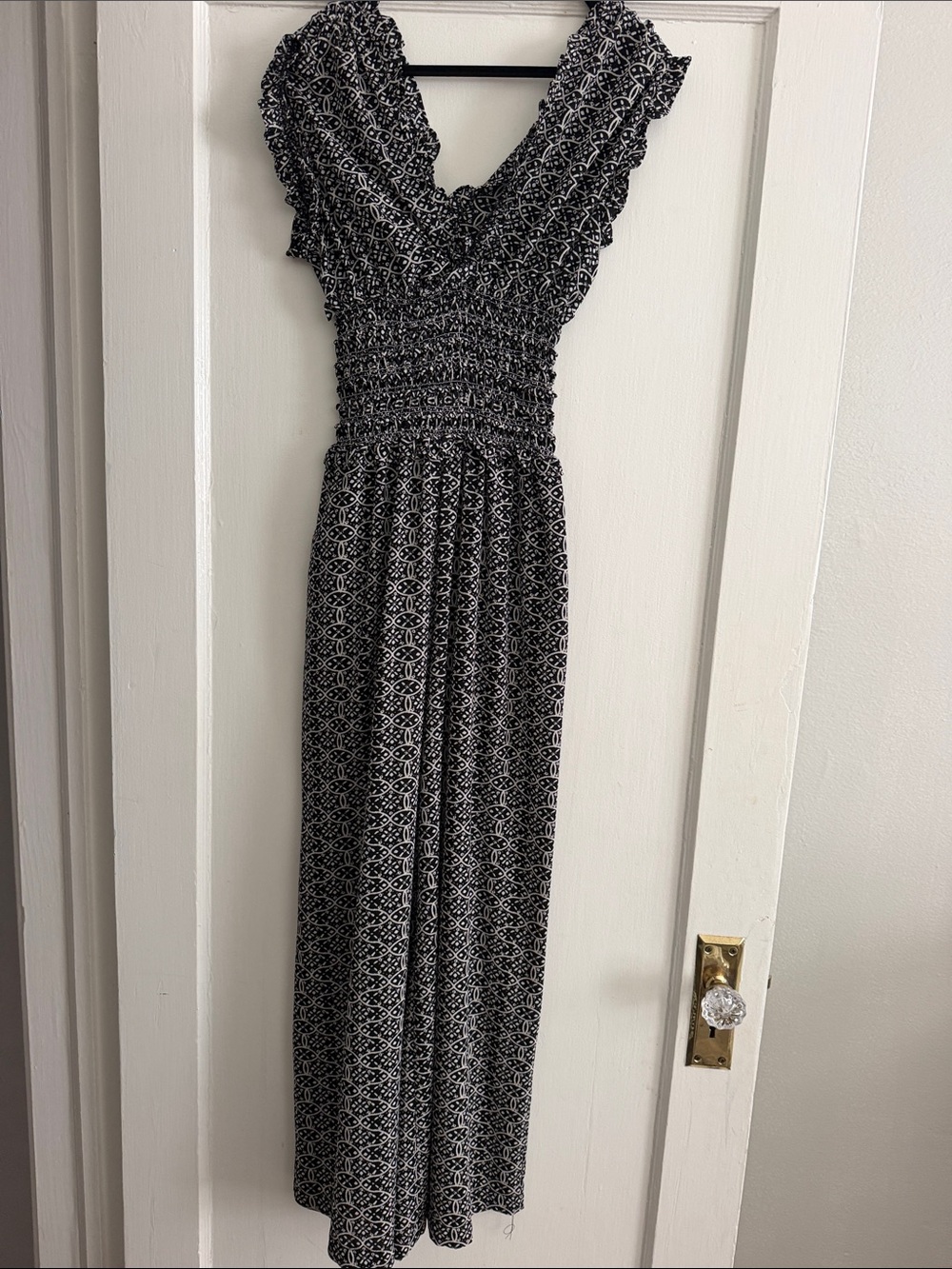 Black & White Patterned Women's Maxi Dress